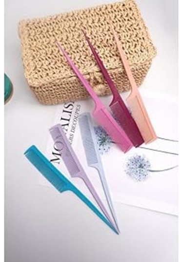 Okavango Okavango Tarak Seti 6 Adet Rengarenk Krepe Saç Ayırma Tarağı, Kadınlar Için Tarak Kuyruk Tarağı Saç Çok Renkli