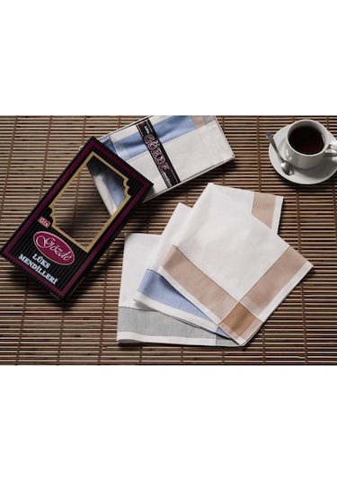 Siyah Kutulu 42x42 Cm 12 Adet Kumaş Mendil-gm 02 Çok Renkli