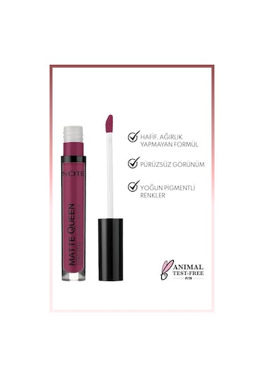 Note Cosmetique Matte Queen Lipstick Kalıcı Mat Likit Ruj - 19 Berry Blast - Mor
