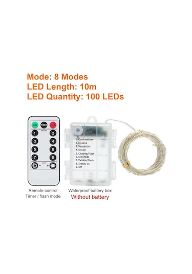 Sıcak Beyaz Uzaktan Kumandalı Led Peri Işıkları 5m / 10m / 20m Flaş Peri Çelenk 8 Mod Su Ge Noel Düğün Dekoratif Led Işık 56365150 Diğer
