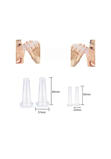 Ruicoo Yüz Ve Boyun Derisi İçin Gıda Seviyesi Silikon Masaj Kupa Seti - 2 Büyük 2 Küçük Pembe Suction Cihazı Pembe