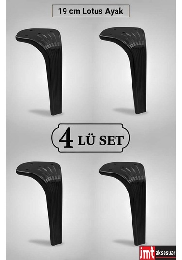 Lotus 19 Cm Siyah 4 Adet Koltuk Yatak Odası Tv Ünitesi Konsol Ve Sehpa Ofis Mobilyası Ayağı Yatak