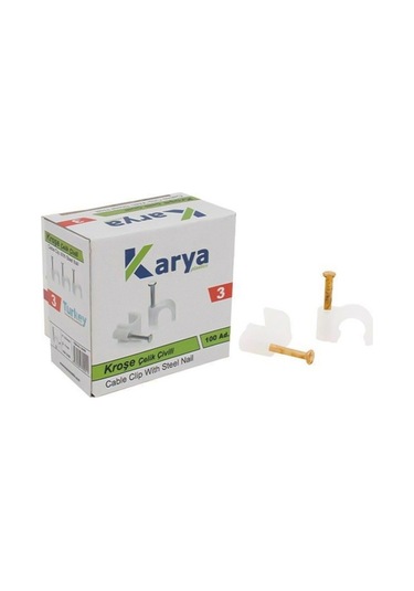 Karya 3 Numara Çelik Çivili 7 Mm Kroşe 100lü Poşet 2x1.5 - 3x1.5 Ttr Kablolar İçin