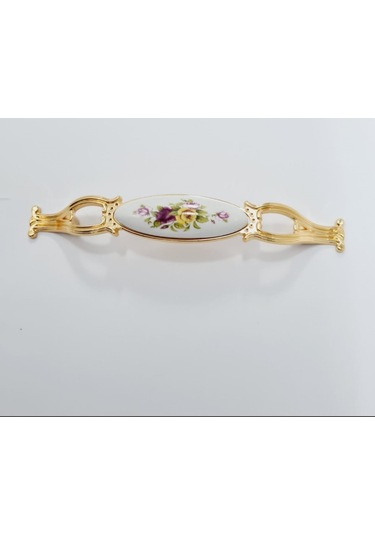 Zümre 128 Mm Metal Gold Kasa Beyaz Sarı Çiçek Desenli / 5 Adet Altın