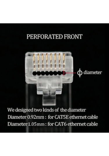 Ez Rj45 Cat5/Cat6 Yeni Nesil Delikli Konnektör - 100 Adet