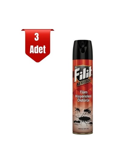 Filit Aerosol Hamamböceği ve Karasineklere Karşı Etkili Çözüm 3 x 300 ML