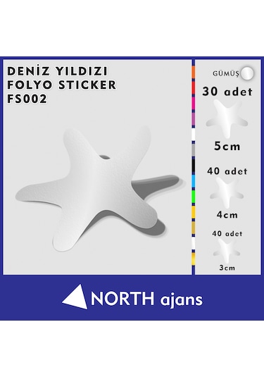 Deniz Yıldızı Folyo Duvar Sticklerı Gümüş