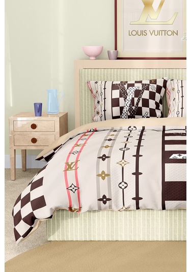 Marka Nevresim Takımı Çift Kişilik Pamuklu Saten Kumaş 6 Parça 3d Dijital Baskı Duvet Cover Set Model No:79 Renkli