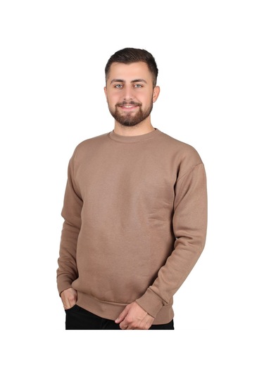 MANTA 5329 Sırt Baskılı Sweatshirt-25658 Kahverengi