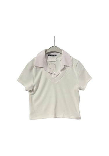 Tkm01 Yaka Detaylı Kısa Kollu Panyolonlu Takım Beyaz