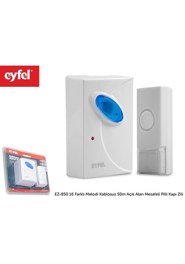 Eyfel EZ-850 16 Farklı Melodi Kablosuz 50m Açık Alan Mesafeli Pilli Kapı Zili