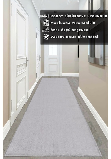 Yıkanabilir Post Peluş Yolluk Açık Gri