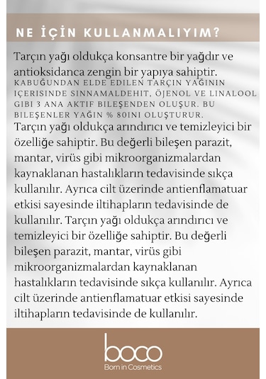 Boco Born In Cosmetics %100 Saf Tarçın Uçucu Yağı 5 ML