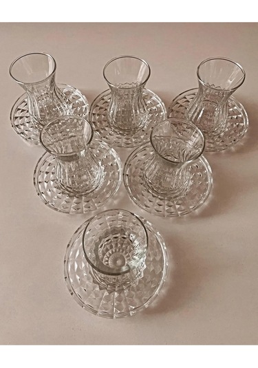 Alin Adela 6'lı Cam Çay Tabağı Çay Tabak Altlığı -ryg8030 Diğer