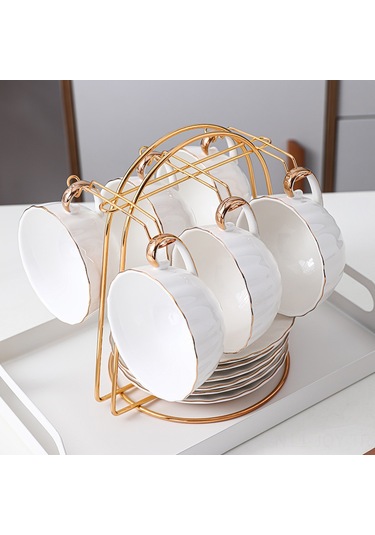 Youmex Kahve Fincanları İçin Retro Zanaatkâr Demir Raf, 6 Fincanlı, Elektroplated Altlık, Ev Ve Cafe Kullanıma Uygun, Kolay Kurulum