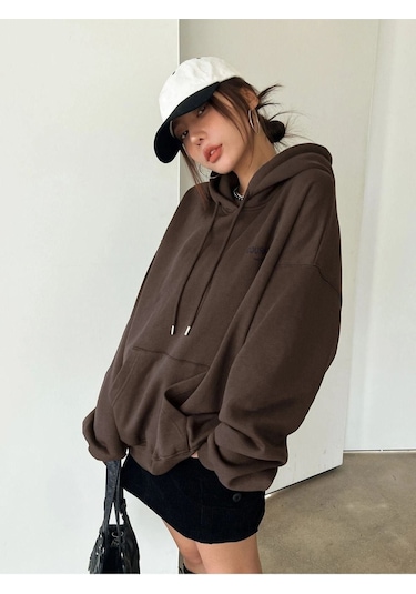 Altamira Unisex Yıldız Sırt Baskılı Oversize Kapşonlu Sweatshirt 001