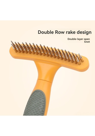 Hangfox Orta Uzun Tüylü Köpekler İçin Çift Sıralı Tırnaklı Tarak - Düğüm Açma, Bakım Ve Masaj Fonksiyonuyla Saç Bakımı Aracı Turuncu
