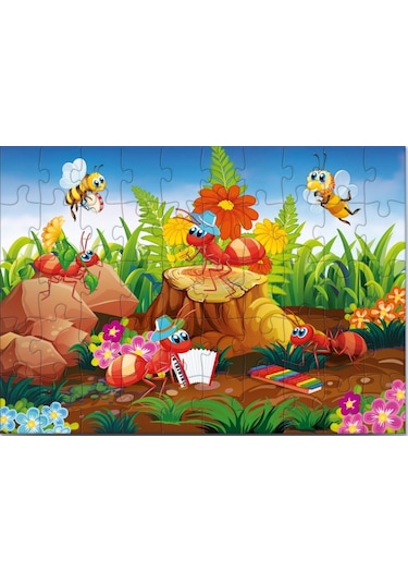 Star Puzzle 50 Parça Müzisyen Böcekler Çocuk Puzzle 1 Adet