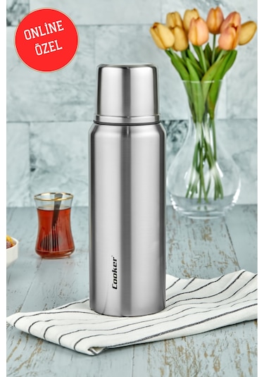 Cooker 1 Litre Çift Katlı Çelik Termos - 24 Saat Sıcak 48 Saat Soğuk Kamp, Outdoor, Piknik, Ofis, Otel, Kafe, Okul, Seyahat Çelik