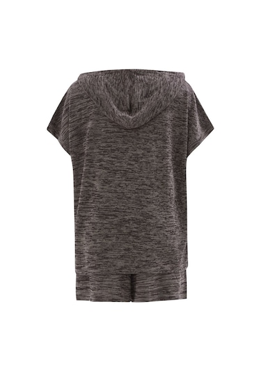 Peraluna Kaıra Blouse & Shorts Kapüşonlu Yazlık Kadın Triko Şort Kahve Kahverengi