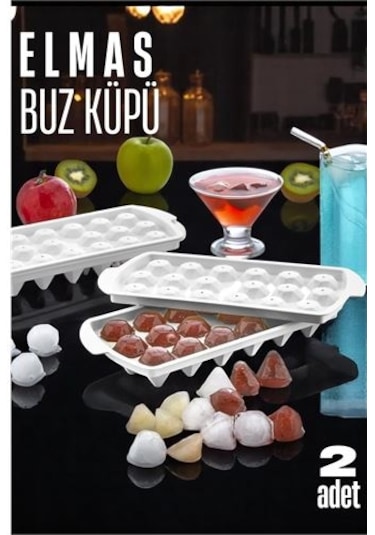 Buz Kalıbı Elmas İçecek Buz Kalıbı - Mutfak Buz Kalıbı Kolay Çıkarılır Buz Kalıbı 2 Adet 721629 Diğer