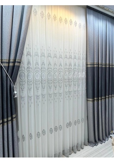 Nivemeshome Eliza Gri V-2536 1/3 Sık Pile Fon Perde Apm Gri