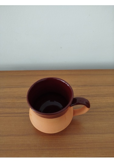 Toprak El Yapımı İçi Sırlı Soğuğu Koruyan Kupa Bardak 230 Ml.