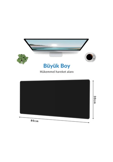 Shopytech Excel Kısayol Mouse Pad 80 30 Cm Büyük Boy Kaymaz Taban Su Geçirmez Dikişli Kenar Word/exc