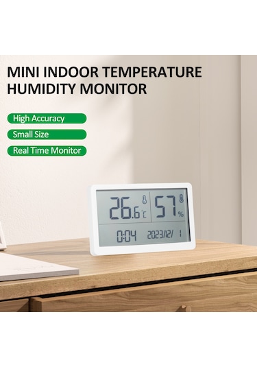 Maiyame Ev İçi Evcil Kullanıma Yüksek Hassasiyetli Elektronik Lcd Ekranlı Sicaklık Ve Nem Ölçer - Beyaz Cr2032 Pil İle Teslim