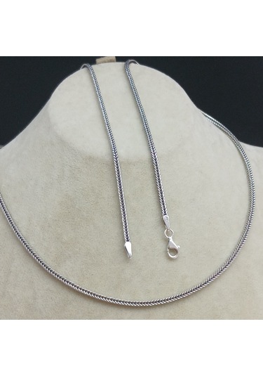 925 Ayar Gümüş Tilki Kuyruğu Model Kolye 2 Mm 55 Cm