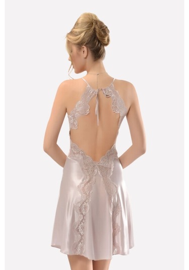 Nbb Kadın Pudra Saten Sırt Dekolteli Gecelik (544176301)