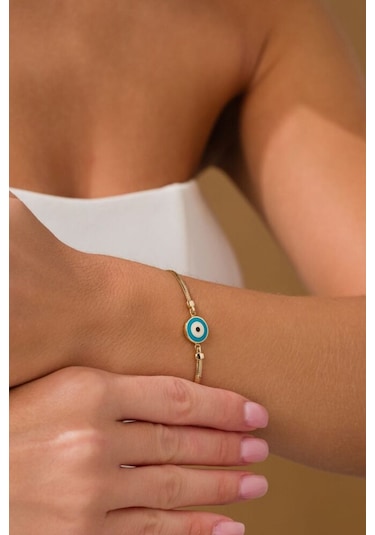 Sembolgold Balık Sırtı Altın Nazar Bileklik T13470 Renkli Çok Renkli