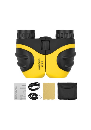 Suofeng Çocuklar İçin 8x21 Kompakt Binokülör - Bak4 Prisma, Fmc Lensli, Dayanıklı Ve Güvenli - Sarı Renkli Çanta Ve Askı İçerir