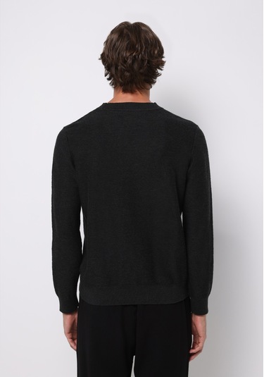 Colins Regular Fit Yuvarlak Yaka Jakarlı Erkek Antrasit Kazak Cl1076471 Q1.v2 Anm Antra Melanj