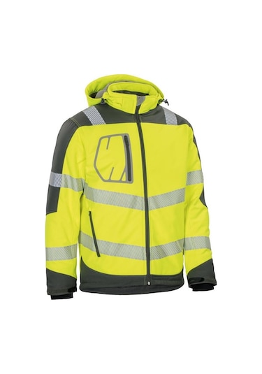 Reflektörlü Su Geçirmez Termal Softshell İş Montu Sarı Sarı