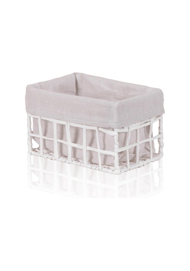 The Mia Braid Hasır Organizer Sepet Beyaz 22x14x13 Cm