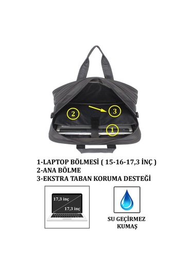 17" Tam Körüklü Evrak Laptop Bilgisayar  Çantası