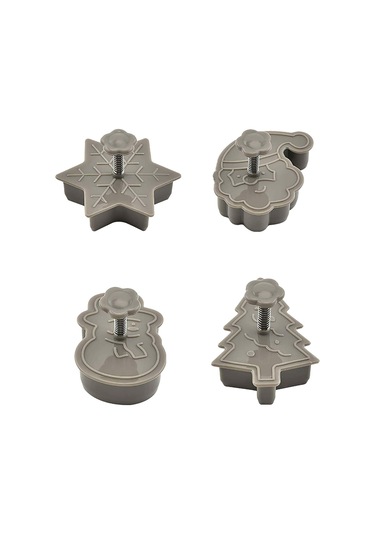 Maiyame Noel Kurabiye Kesici Seti, 3d Plastik Spring Press, Pasta Ve Tatlı Kalıpları 4/8 Adet Gri