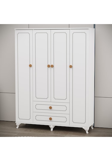 Garaj Home Yaren Yavrulu 4 Kapaklı Bebek Odası Takımı Beyaz