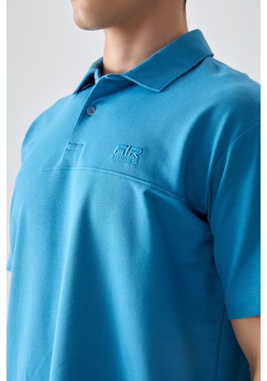Tommy Life Petrol Mavi Pamuklu Kalın Yumuşak Dokulu Polo Yaka Oversize Fit Basic Erkek T- Shirt - 88382 Petrol Mavi