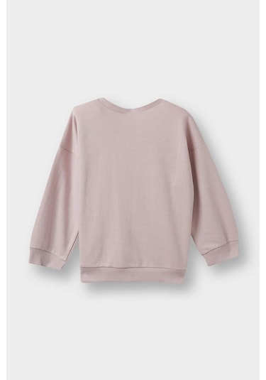 Defacto Kız Bebek Bisiklet Yaka Çiçekli Sweatshirt E8351a525aupr345 Mor