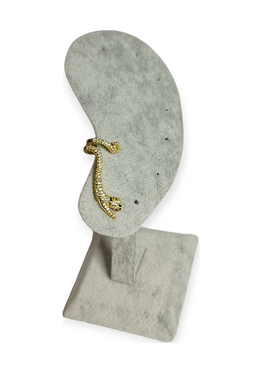 Earcuff Çelik Zirkon Taşlı Kaplan Model Gold Renk Kıkırdak Küpe Gold