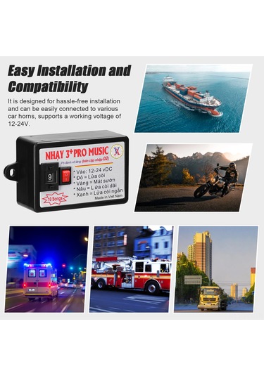 Dianziye Araba Horn Kontrol Cihazı - 10 Farklı Ses Efekti Seçeneği İle Ses Ayarı, 12-24v Uyumlu, Dayanıklı Plastik Yapı