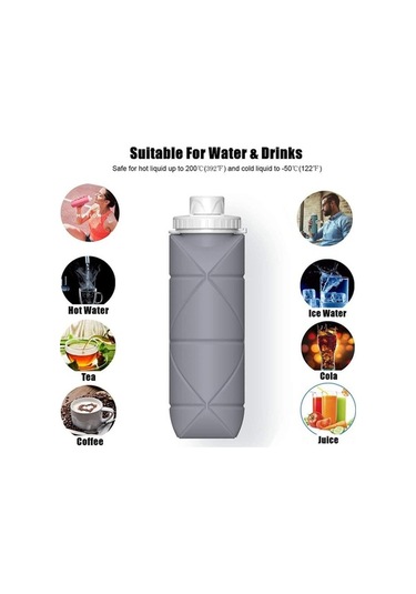 Novahub Katlanabilir Su Şişesi Kupa Ve Şişe Sızdırmaz, Yeniden Kullanılabilir, Bpa İçermeyen, Hafif Seyahat Su Şişesi Kupa, Gri Gri