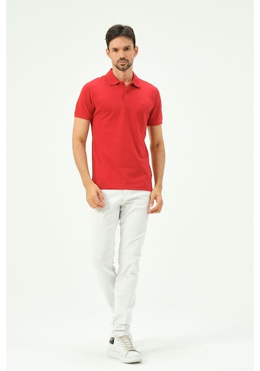 Classıc Pamuk Regular Comfort Erkek Polo Yaka Tişört Kırmızı