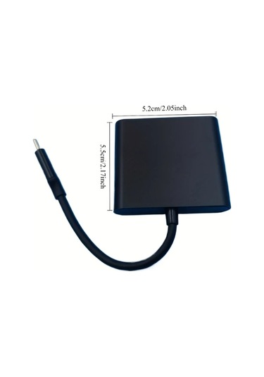 Sunshine011 3 Lü 1 Usb-c Hdtv Dock 4k Projektör Usb 3.0 Kart Okuyucu Pd Black Line Gray