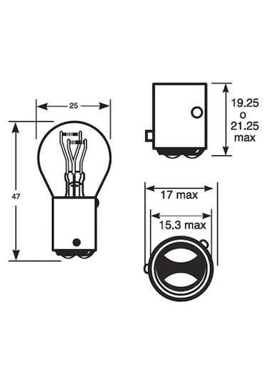 12v 1016 P21/5w Stop Ampulü Çift Duy Yakın Tırnak 10 Adet