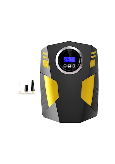 Samdoo 12v Araçlı Dijital Göstergeli Hızlı Şişirici, 3 Fişli 150 Psı El Tipi Mini Pompa