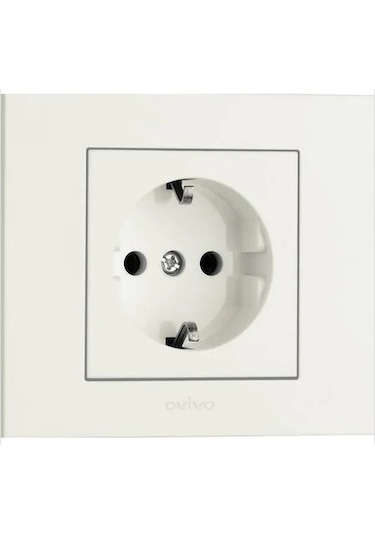 Ovivo Grano Çerçeveli Topraklı Çerçeveli Priz Beyaz