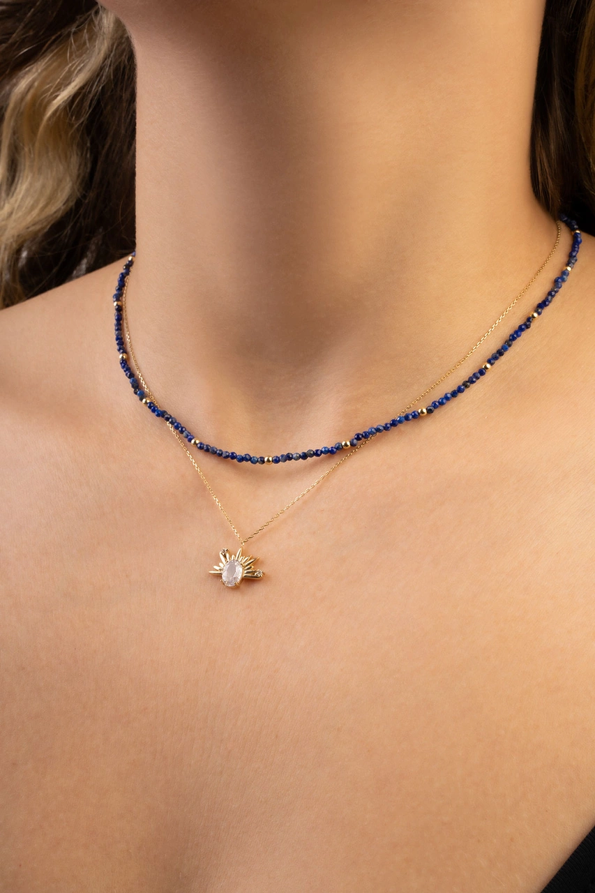 Lapis Taşlı 14 Ayar Altın Kolye Lapis Taşlı 14 Ayar Sarı Altın